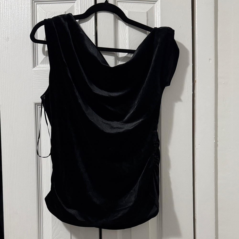 INC International Concepts Black Drape Blouse